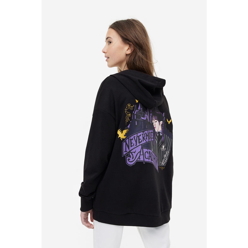 H&M Women Black Zip-through hoodie