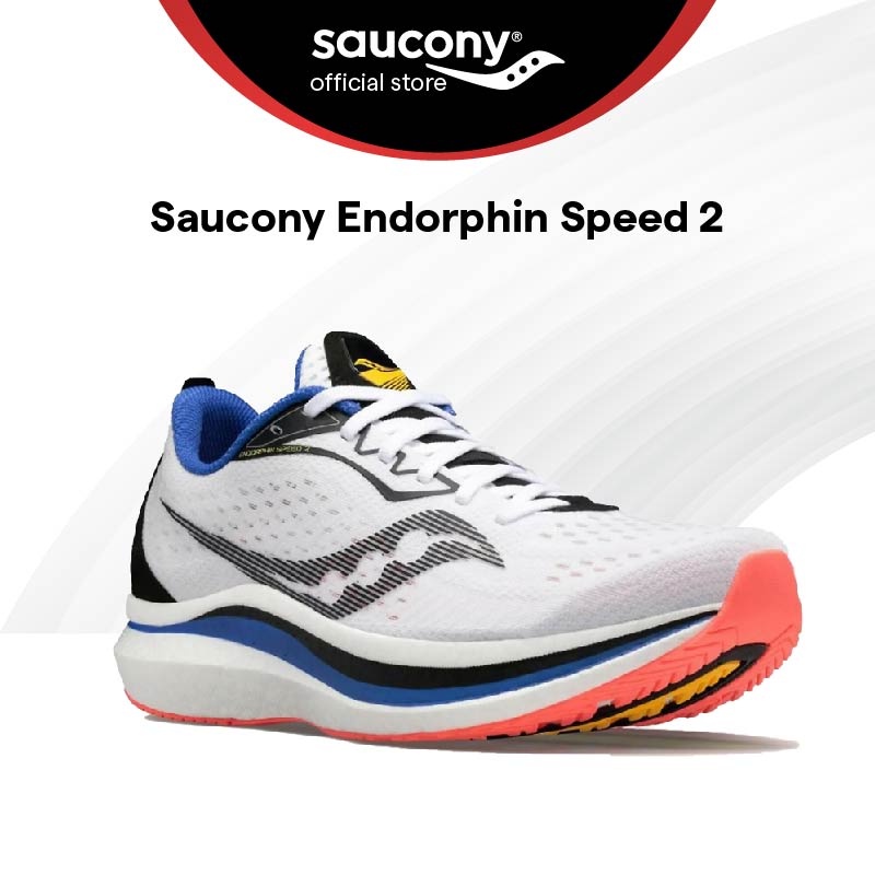 Saucony Endorphin Speed 2 Road Running Men Shoes - White/Black/Vizi ...