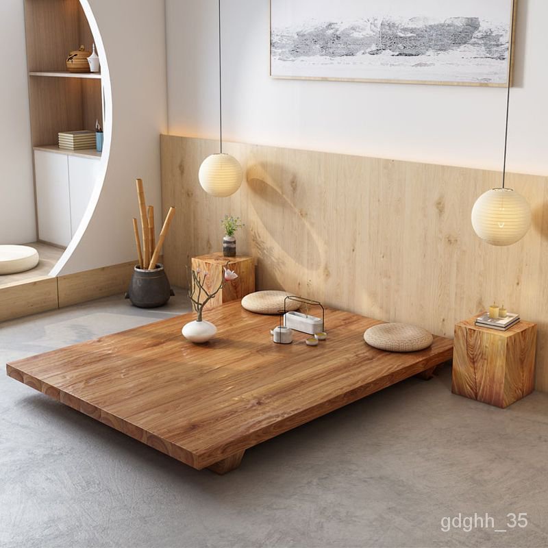 HYDSolid Wood Tatami Japanese Style Hotel Homestay Floor Bed in Master