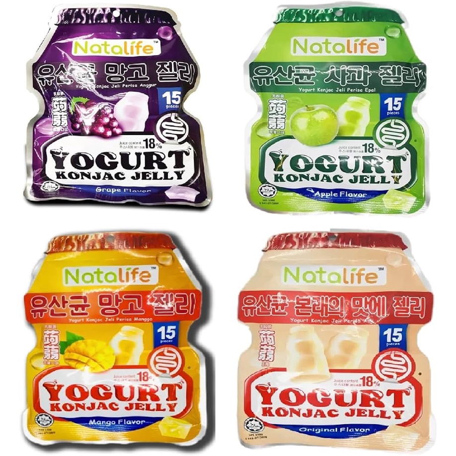 Natalife Yogurt Konjac Jelly 15pcs (Grape/Apple/Mango/Original