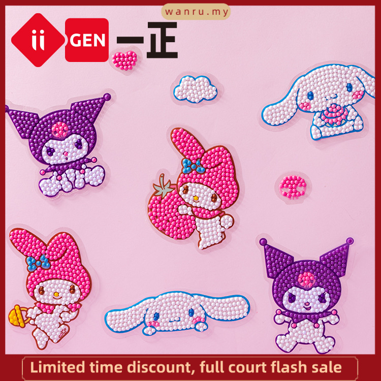 Sanrio Mymelody Kuromi Cinnamoroll Diamond Painting Kit Create 4 Stickers Diy Arts Crafts Girls