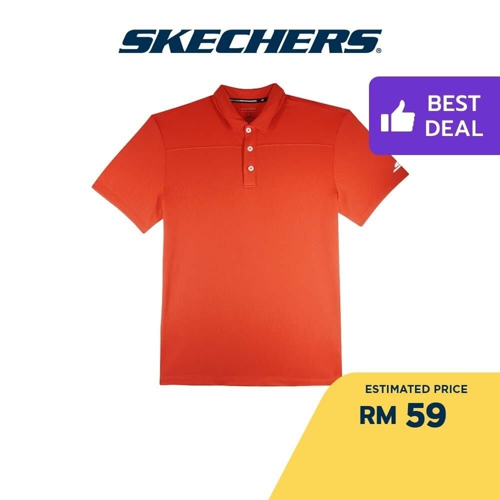 Skechers polo deals shirt mens orange