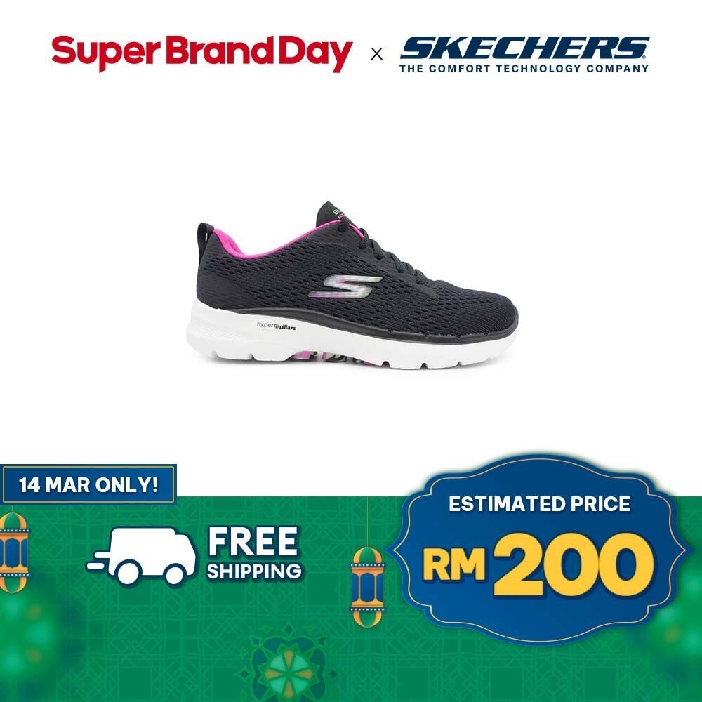 Skechers Women GOwalk 6 High Energy Shoes - 124619-BKHP Perempuan