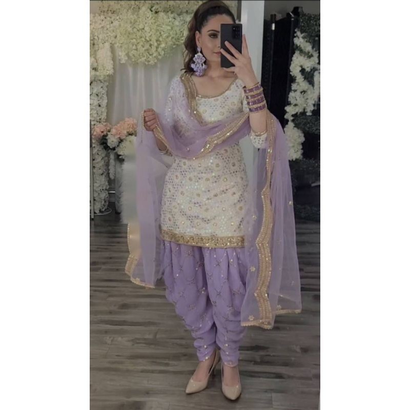 Designer Party Wear Top, Dhoti Salwar & Dupatta main image 1