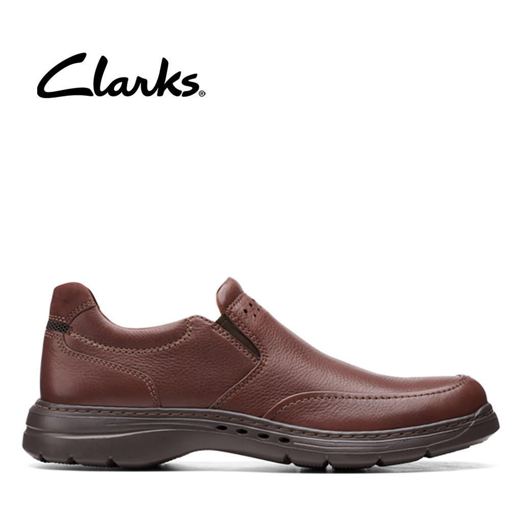 Clarks Mens Un BrawleyStep Shoes Mahogany Leather Shopee Malaysia