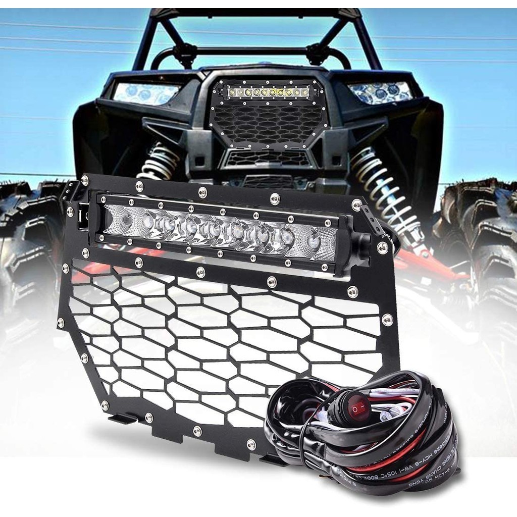 Off road hidden include led bar light black steel mesh front grill for ...