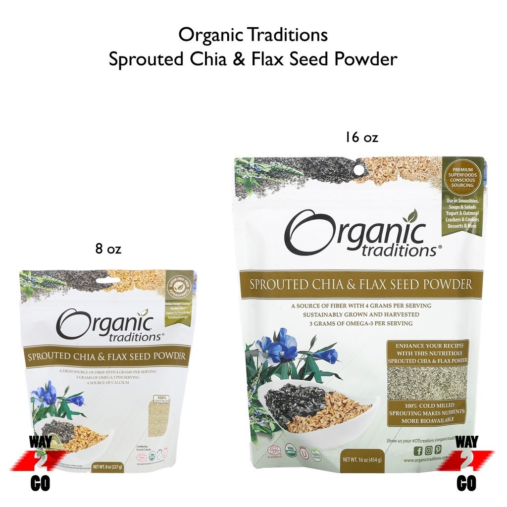 Ready Stock Organic Traditions, Sprouted Chia & Flax Seed Powder, 8 oz ...