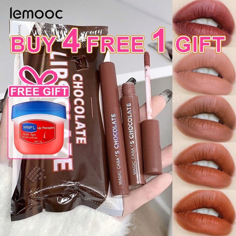 LEMOOC 5 color indulgent matte lip kit: chocolate-inspired, durable ...