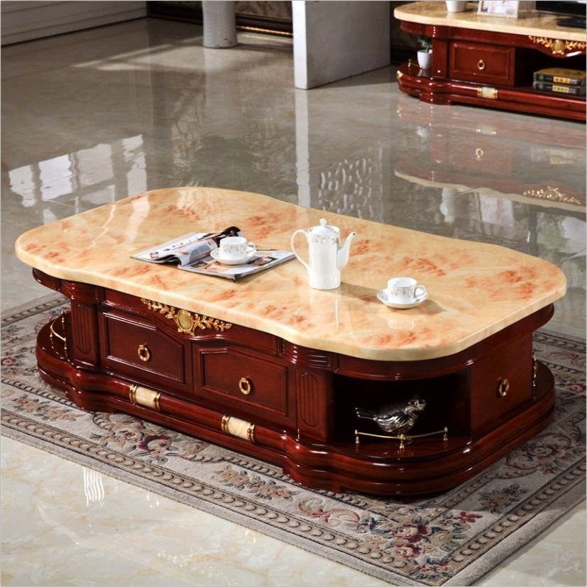 European Marble Coffee Table TV Combination Simple Modern