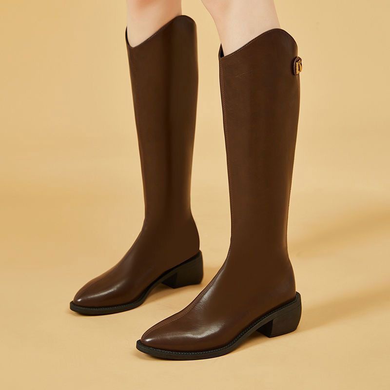 Genuine Genuine Leather Boots Women 2023 New Style Autumn Midheel