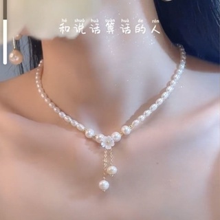 DIY DESIGN Women Camellia Choker Necklace Pearl Twisted Collares