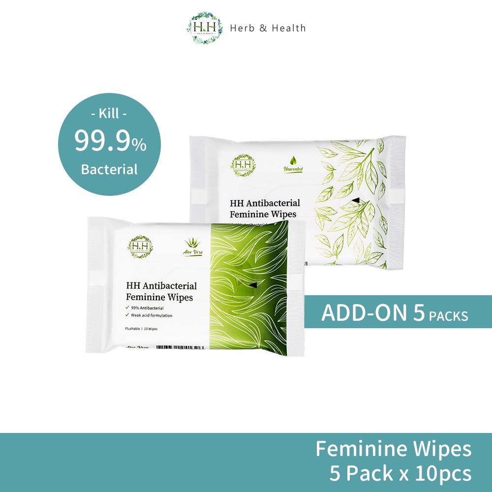 [ADDON SALE] HH Antibacterial Feminine Wipes 5 packs (10pcs each pack
