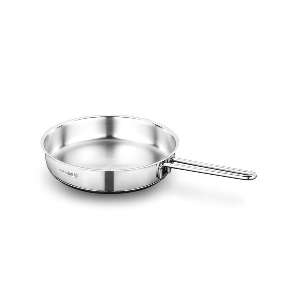 Korkmaz Perla Stainless Steel Frying Pan - 24x5cm, Induction Compatible ...