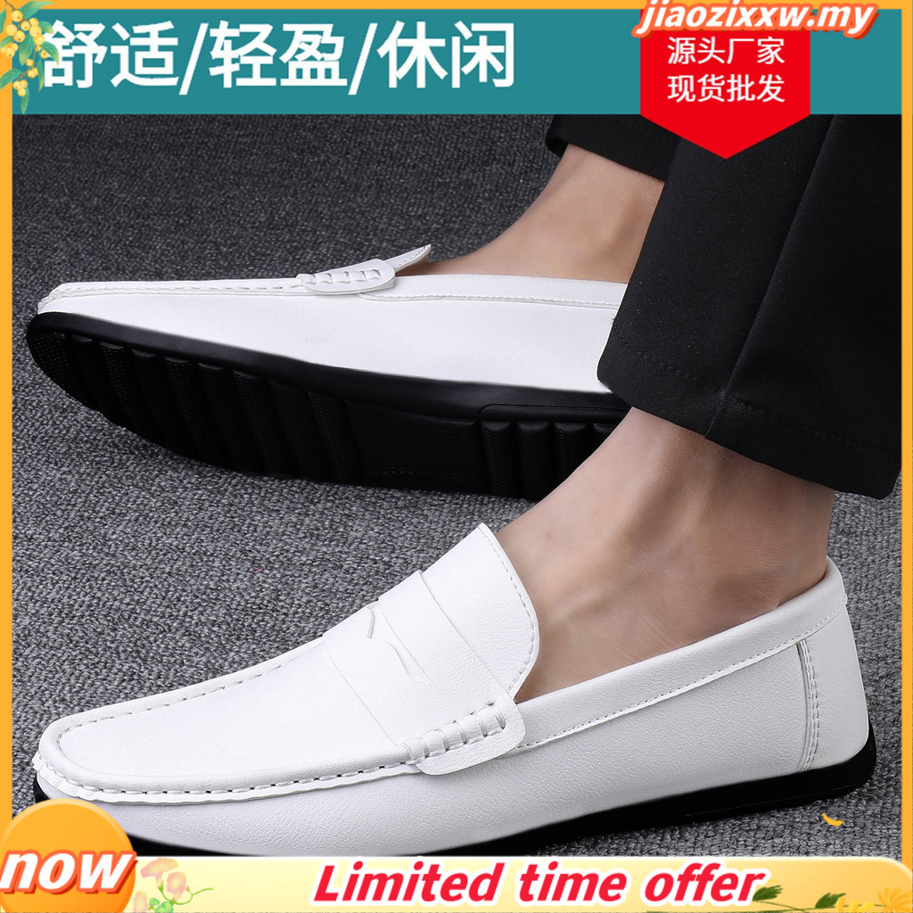 2024 Rayakasut Sampan Lelaki Mens Classic Leather Shoes Black Loafers White Oxford Shoes Kasut 5801