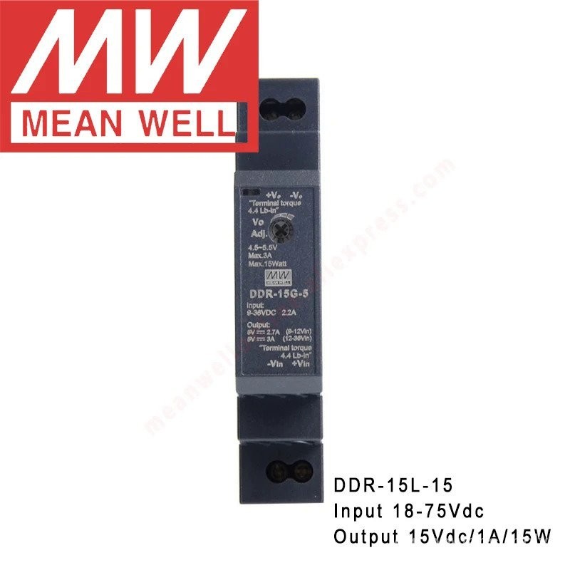 Mean Well DDR-15L-15 Din Rail Type DC-DC Converter Meanwell 15V/1A/15W ...