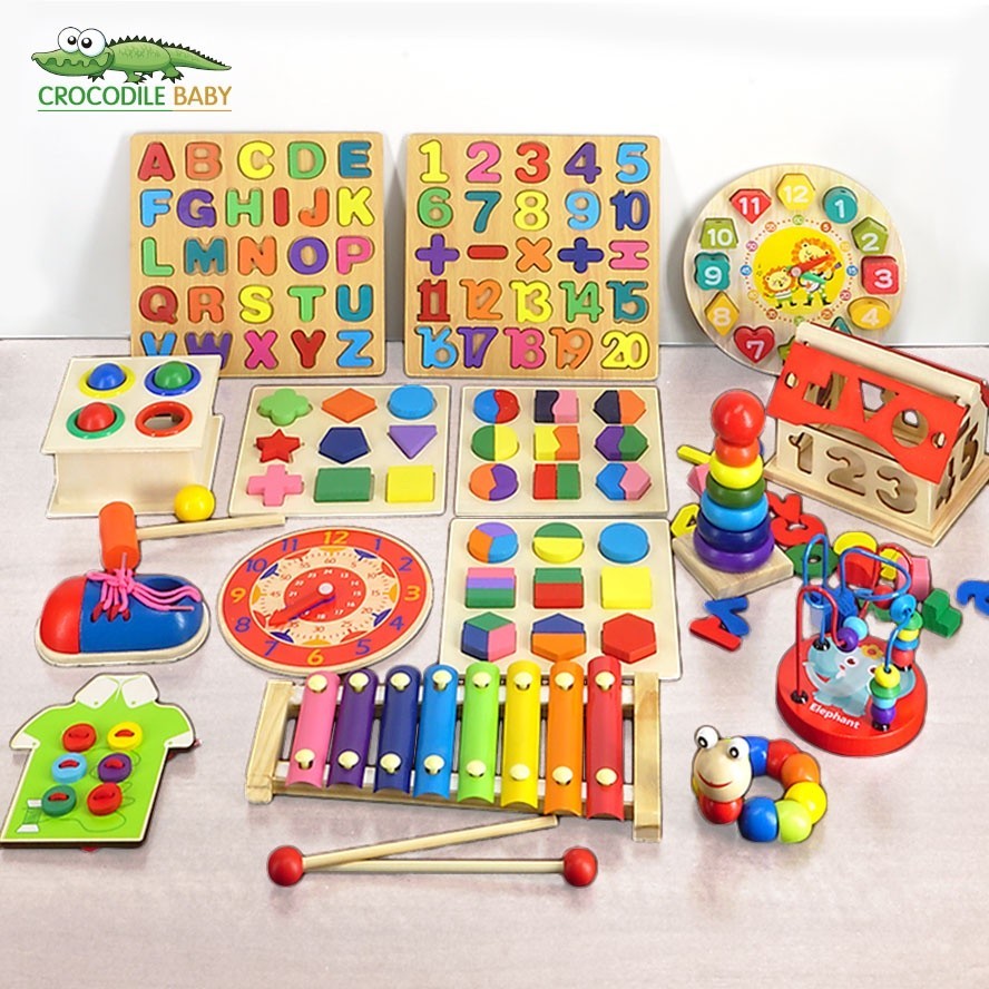 Kids educational wooden toys for 2 year Baby montessori early education toys Xylophone Learn abc Alphabet Shape pairing Toys for Boys Girls mainan edukasi Shopee Malaysia