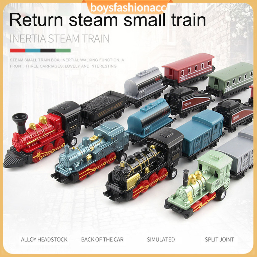 BF Durable Plastic Train Set Kids Steam Train Toy Retro Vintage Steam ...