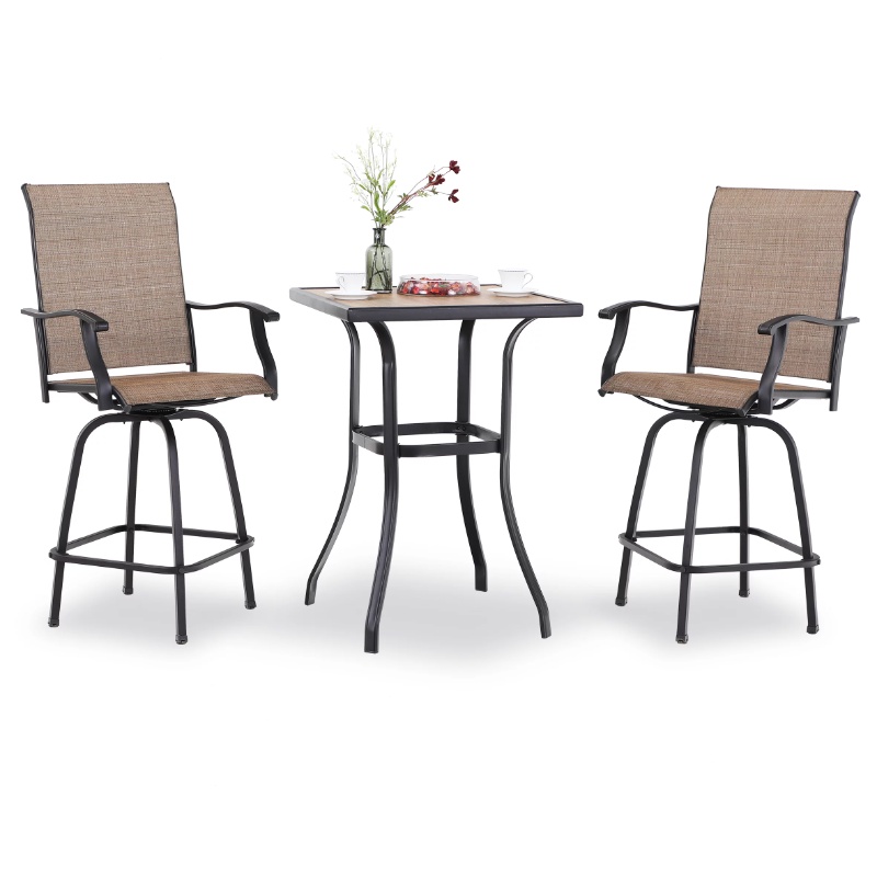 MF Studio 3 Pieces Outdoor Patio Bistro Set Metal Bar Height Bistro Set