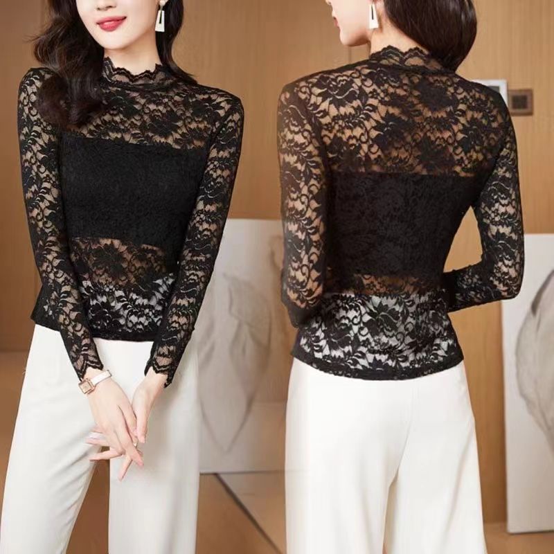 New 2023 Lace Bottom Shirt Women's Thin Fashion Bottom Shirt Young