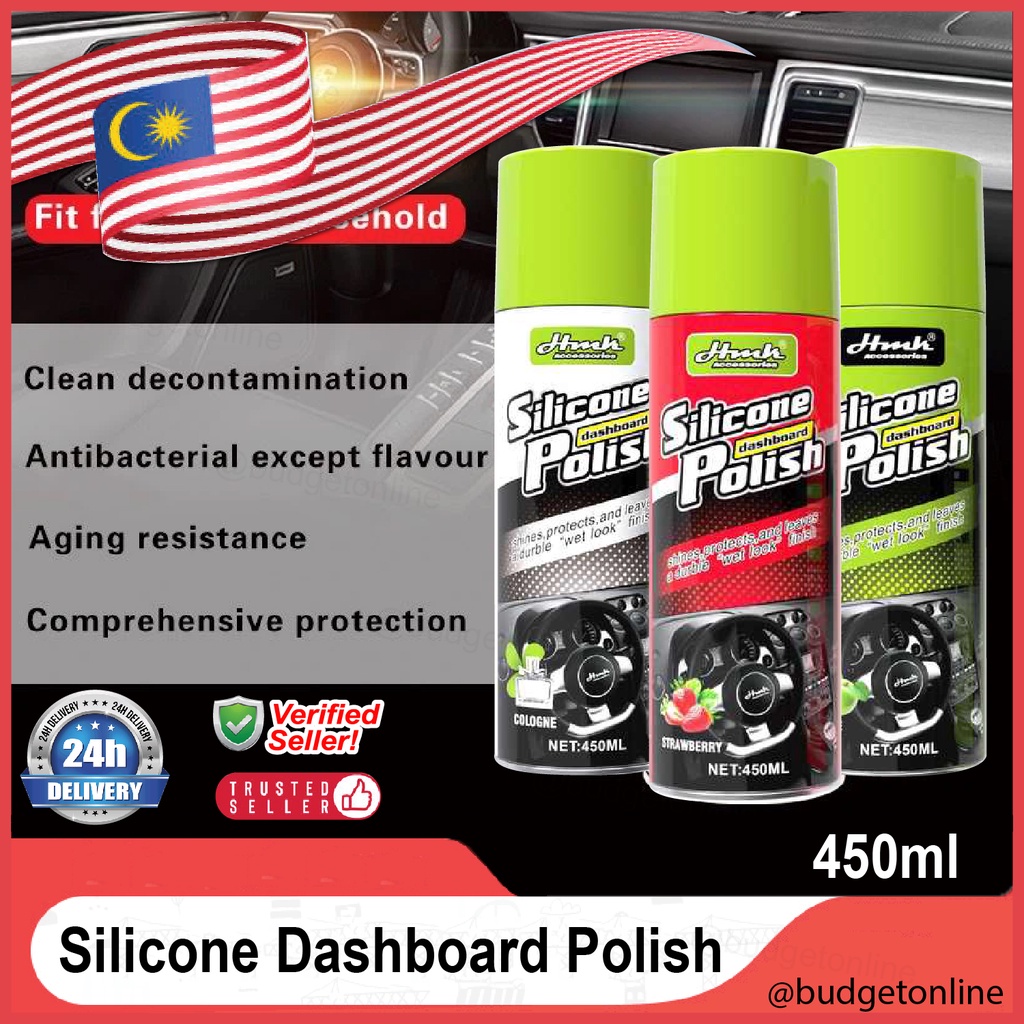 450ml Silicone Dashboard Polish Spray UVCut Glossy Finish Multipurpose
