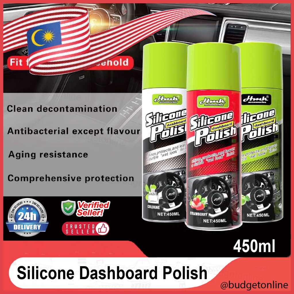 450ml Silicone Dashboard Polish Spray UV-Cut Glossy Finish Multipurpose ...