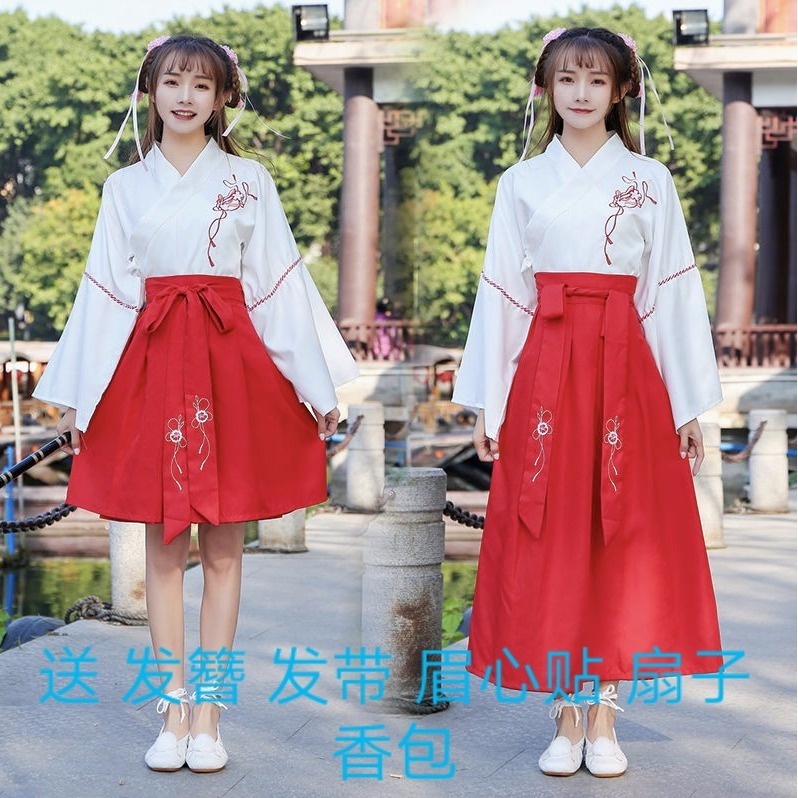 Improved Han clothing, women's crosscollar skirt, daily Han Improved