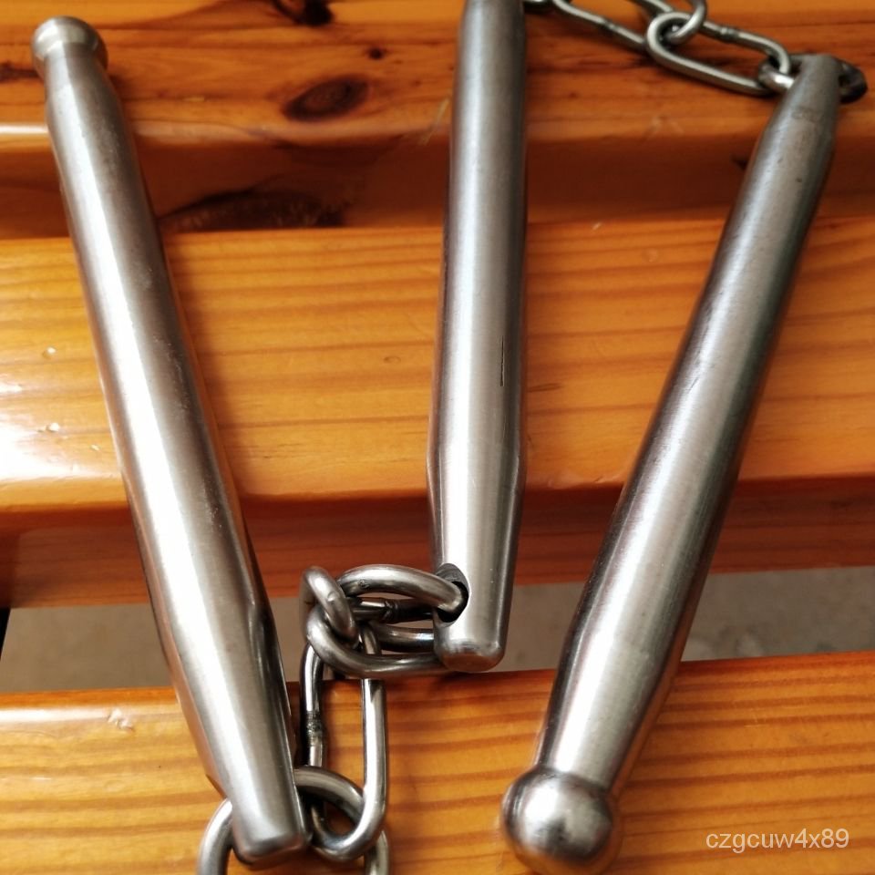 Hot Solid Stainless Steel Cufflinks Small ThreeSegment Chain Whip