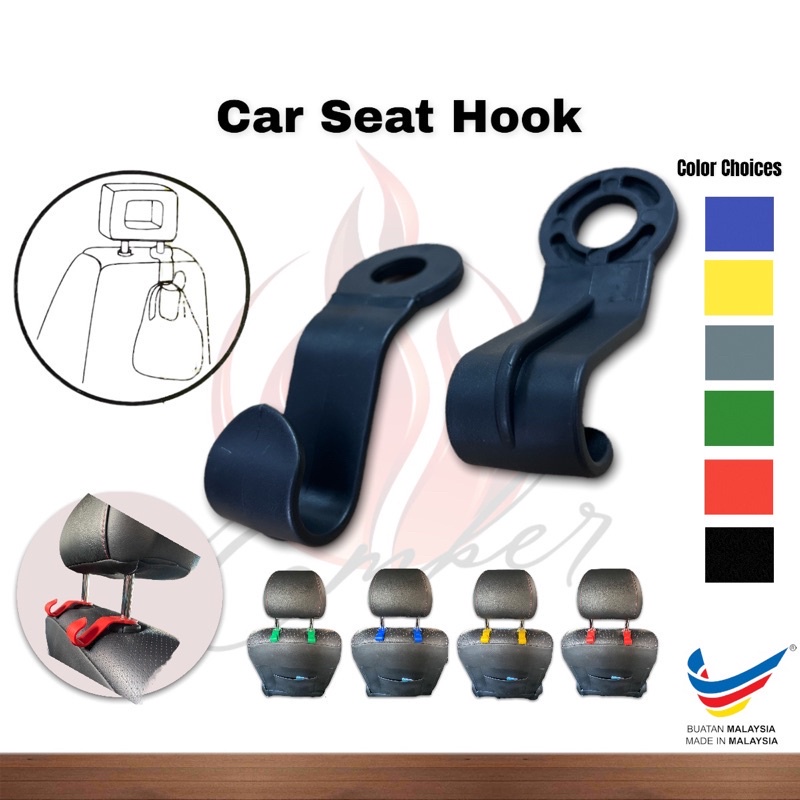 Car Seat Hook Head Rest Hanger Colourful Choices Accessory Kereta