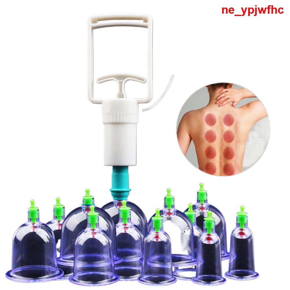 12/6Pcs Vacuum Cupping Sets with Pumping Gun Suction Cups Back Massage Body Cup Detox Anti