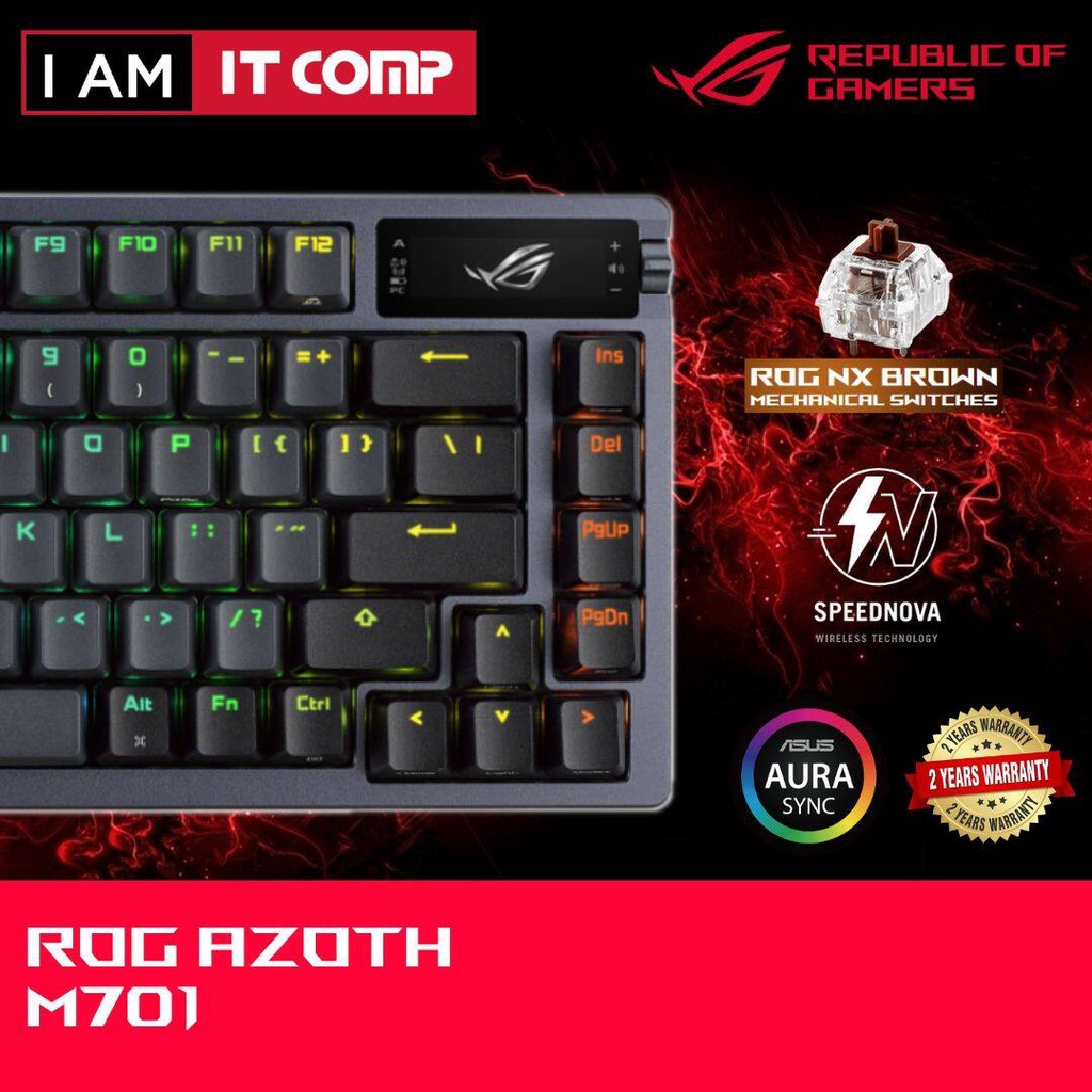 ASUS ROG Azoth (M701) - 75 Wireless DIY Custom Gaming Keyboard, ROG NX ...