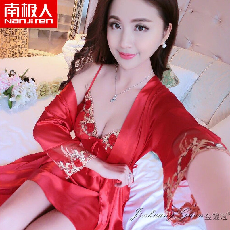Antarctic Spring Autumn Ice Silk Sling Nightdress Nightgown Sexy Silk
