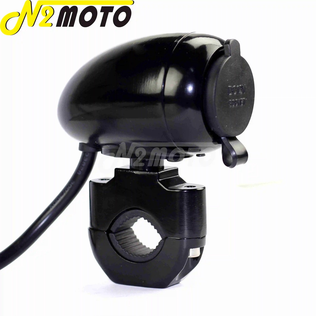 Chrome Motorcycles Cigarette Lighter USB 1" 7/8" Handlebar Mount