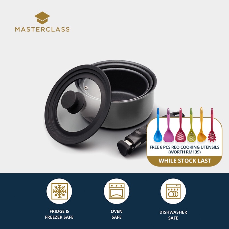 MasterClass Smart Space Set Of Three Stacking InductionSafe NonStick