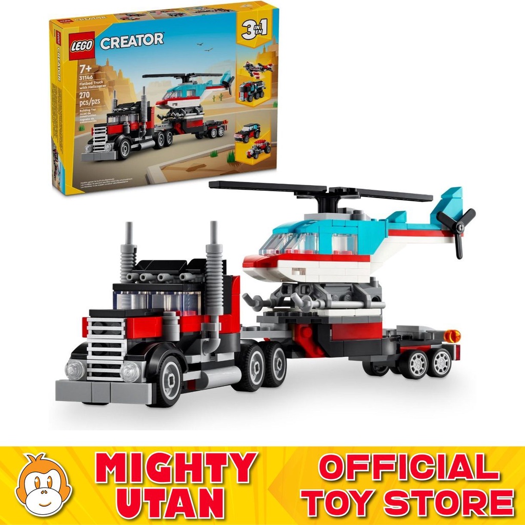 Original LEGO Creator 31146 Flatbed Truck with Helicopter Toys for Kids Boys Girls Shopee Malaysia