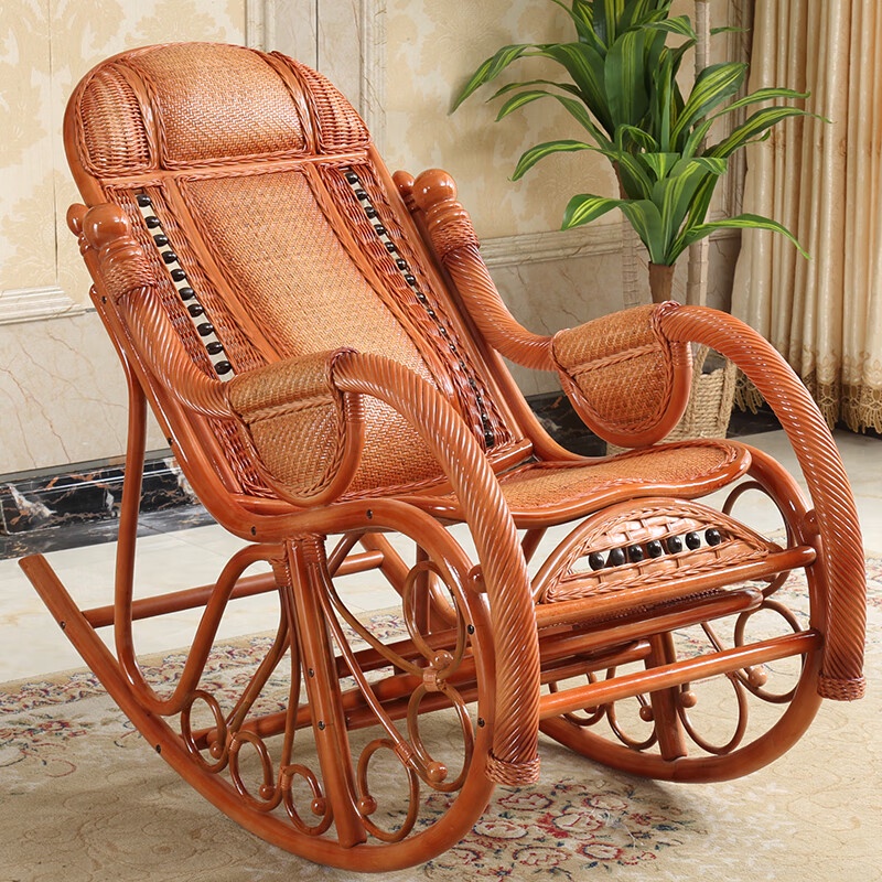 Get 7% coupon+gift】e-Strength Rocking Chair Real Rattan Plant Rattan ...
