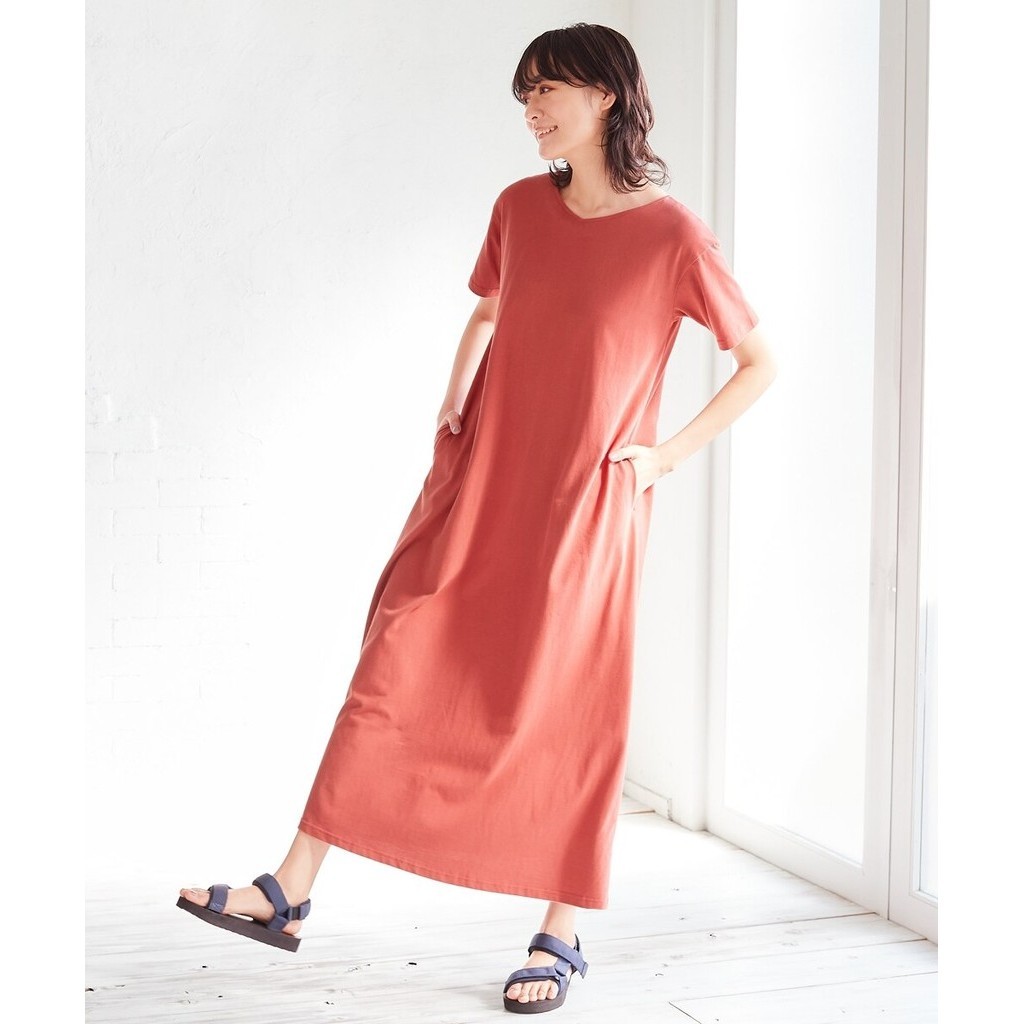 Direct Form Japan] Nissen_ Plus Size V-neck Maxi Length Cutsew Dress |  Shopee Malaysia