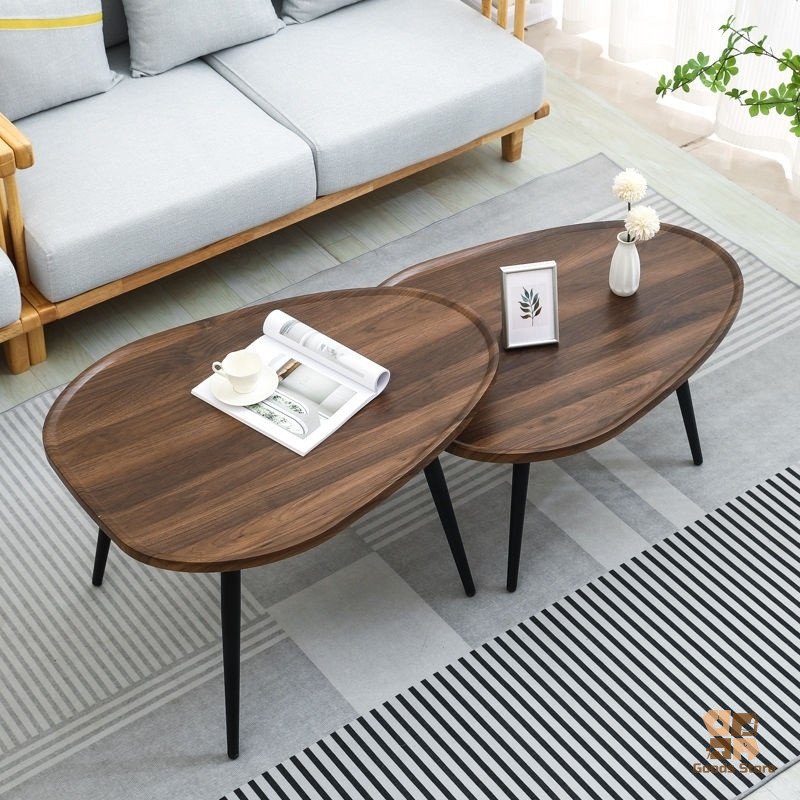 Coffee table living room center table wooden home oval sofa side table ...