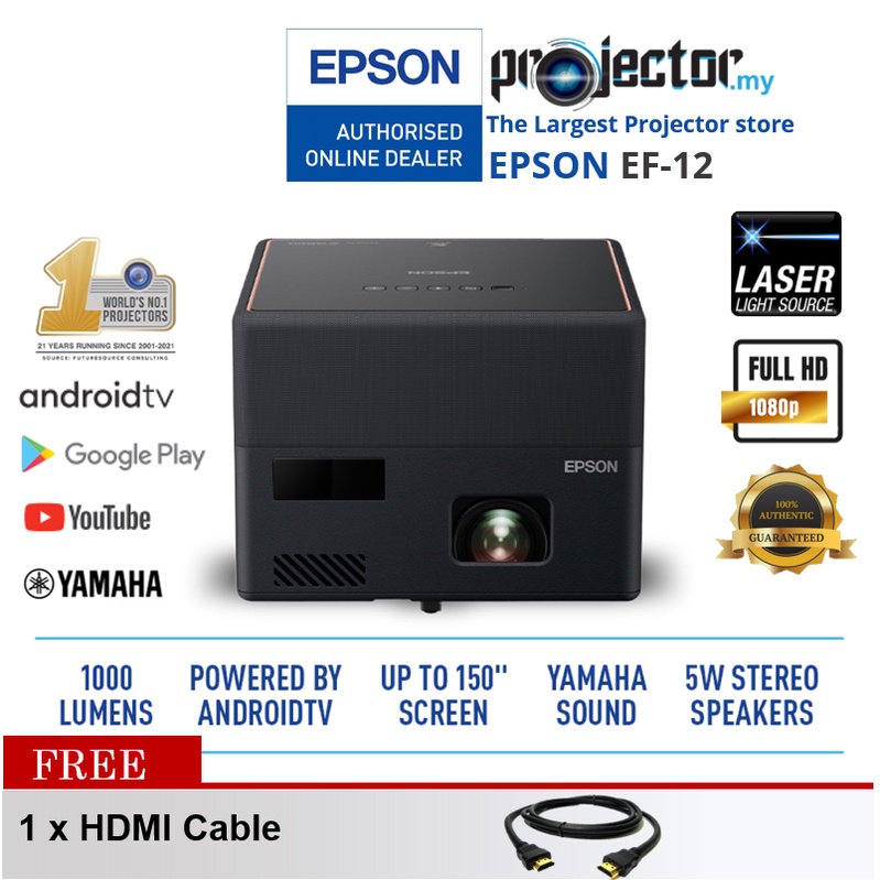 Epson EpiqVision EF12 Mini 3LCD Full HD Laser Projection Android TV