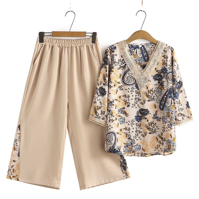 Mother's Day middle-aged mother's thin two-piece set mother's Day ...