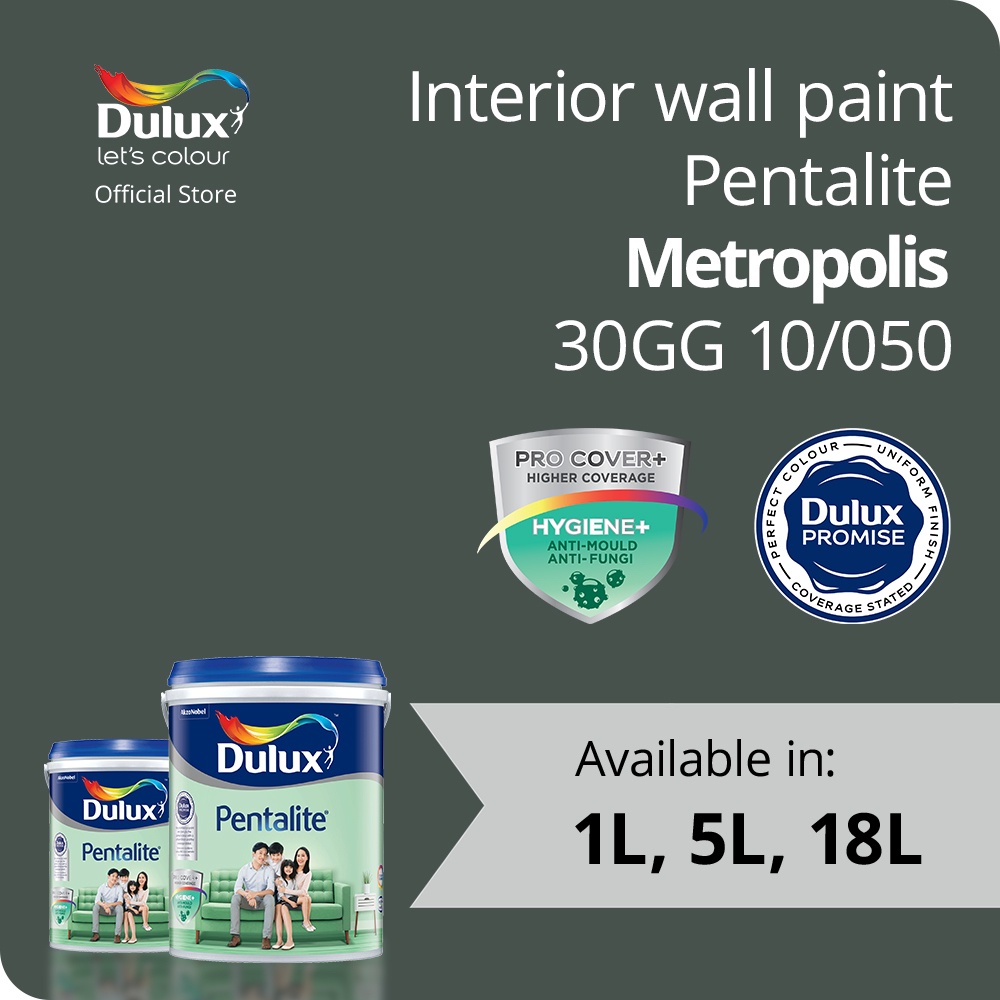 Dulux Pentalite Interior Wall Paint - Metropolis 30GG 10/050 | Shopee ...