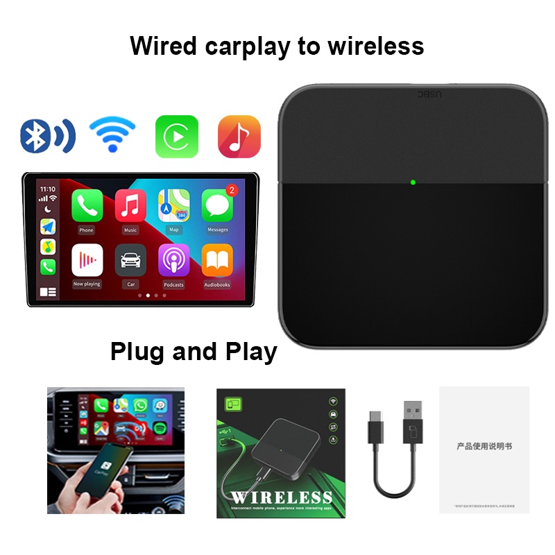 wireless carplay and android auto wireless adapter Turns Factory Wired