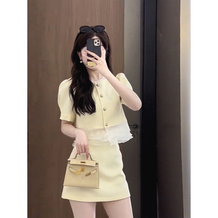 Yellow Skirt Suit Female Korean Version Tea Series Wear a Whole Set ...