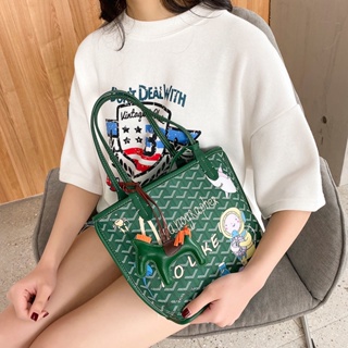 SNNBJH Ready Stock goyard bag organizer Genuine 2020 Korea Dongdaemun Dog  Tooth EMO Vegetable Basket Tote Fashion Handbag Child Mother