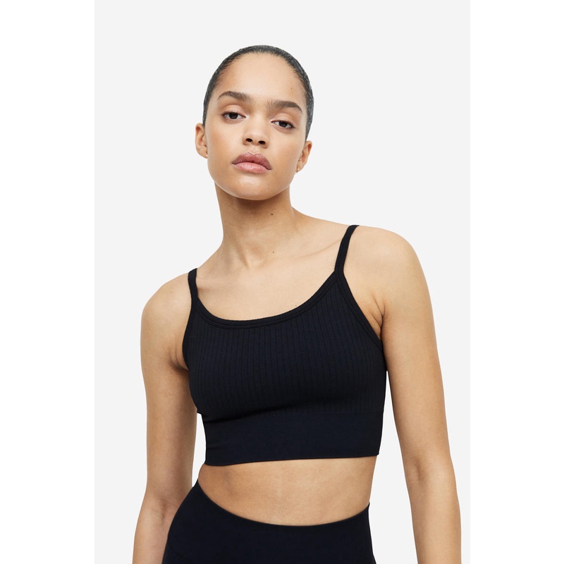 H&M DryMove™ Light Support Sports bra Black Dark Shopee Malaysia