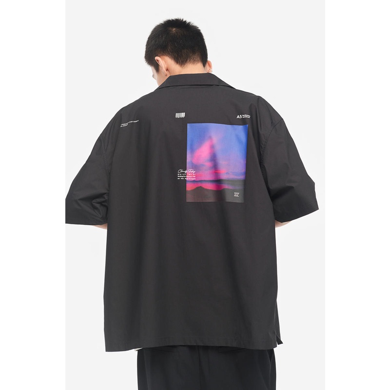H&M Oversized Fit Resort shirt Black Dark Shopee Malaysia