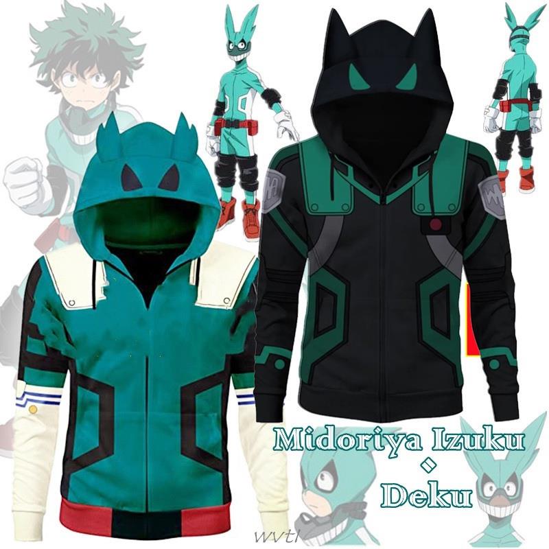 MO My Hero Academia Hoodie With Zipper Men Midoriya Izuku Jacket Women ...