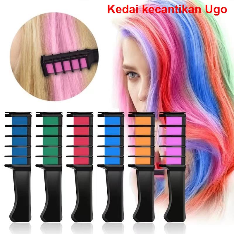 Mini 6 Colors Hair Color Chalks Comb Temporary Hair Crayons for Hair