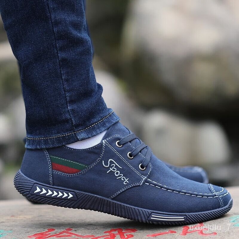 Men old beijing style canvas breathable lace up sales casual driving shoes