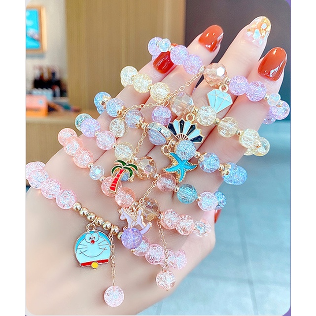 New Sanrio Bracelet Kawaii Anime Melody Kuromi Cinnamoroll Crystal Bracelet  Girl Ins Jewelry Couple Sanrio Kids Toys Gift 