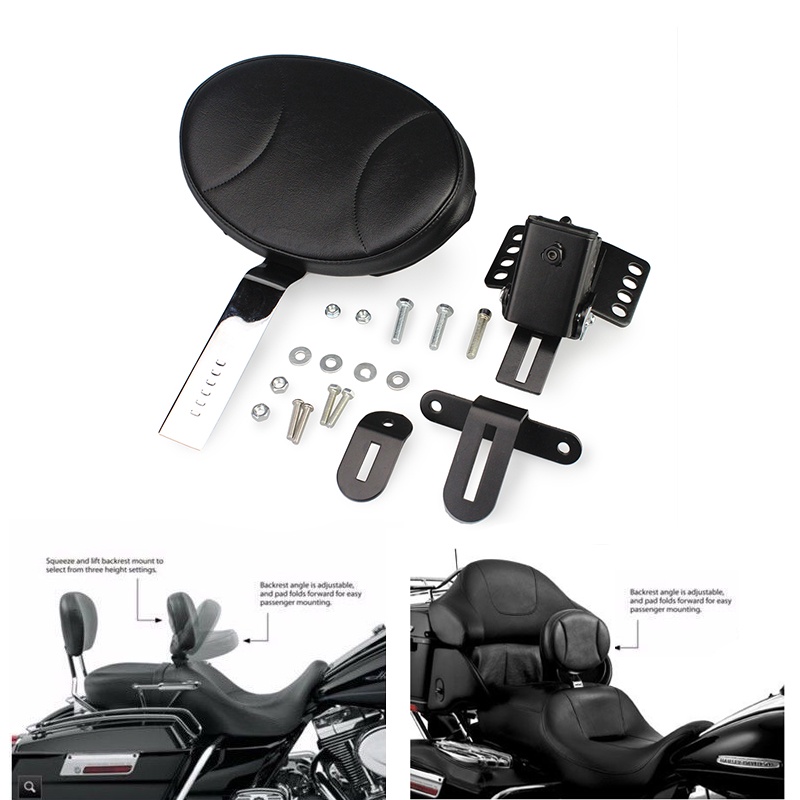 Motorefit Adjustable Plug In Driver Motorcycle Rider Backrest Kit for ...